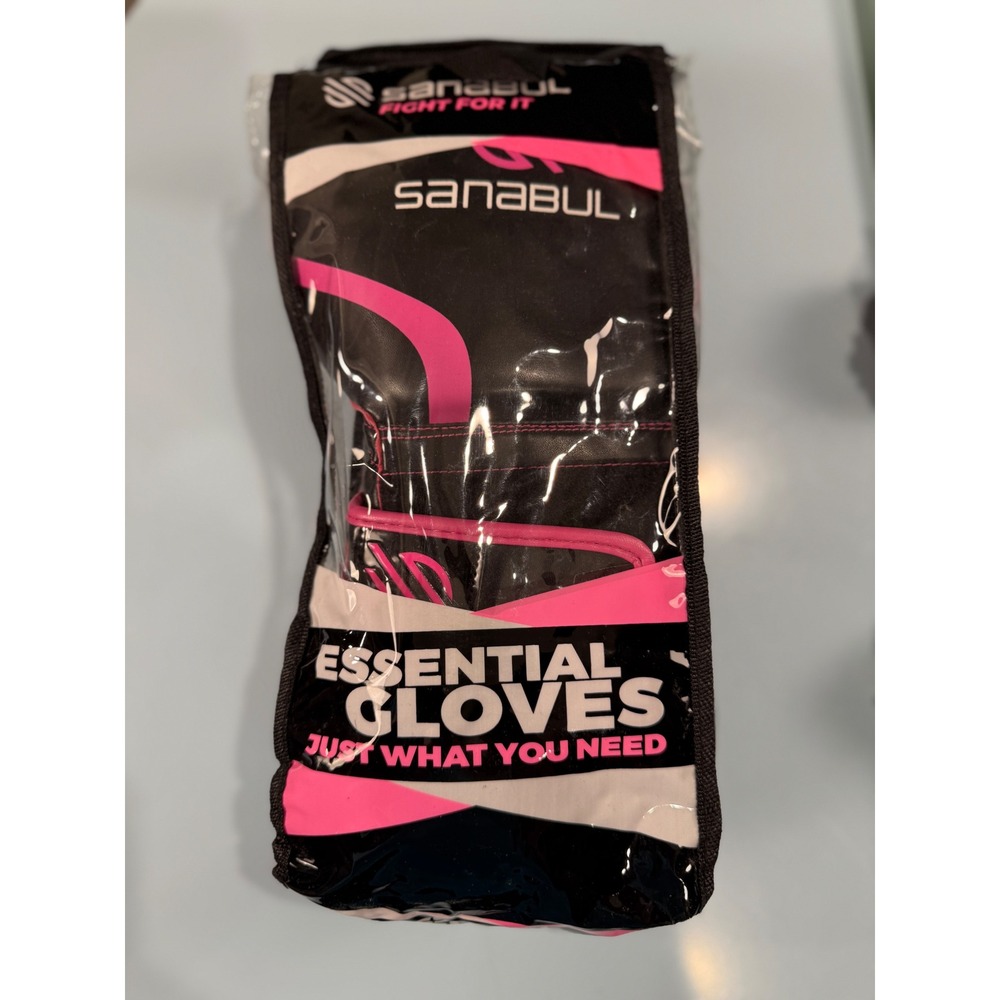 Sanabul Essential Boxing Gloves 12 oz Black Pink Kickboxing MMA Training New
